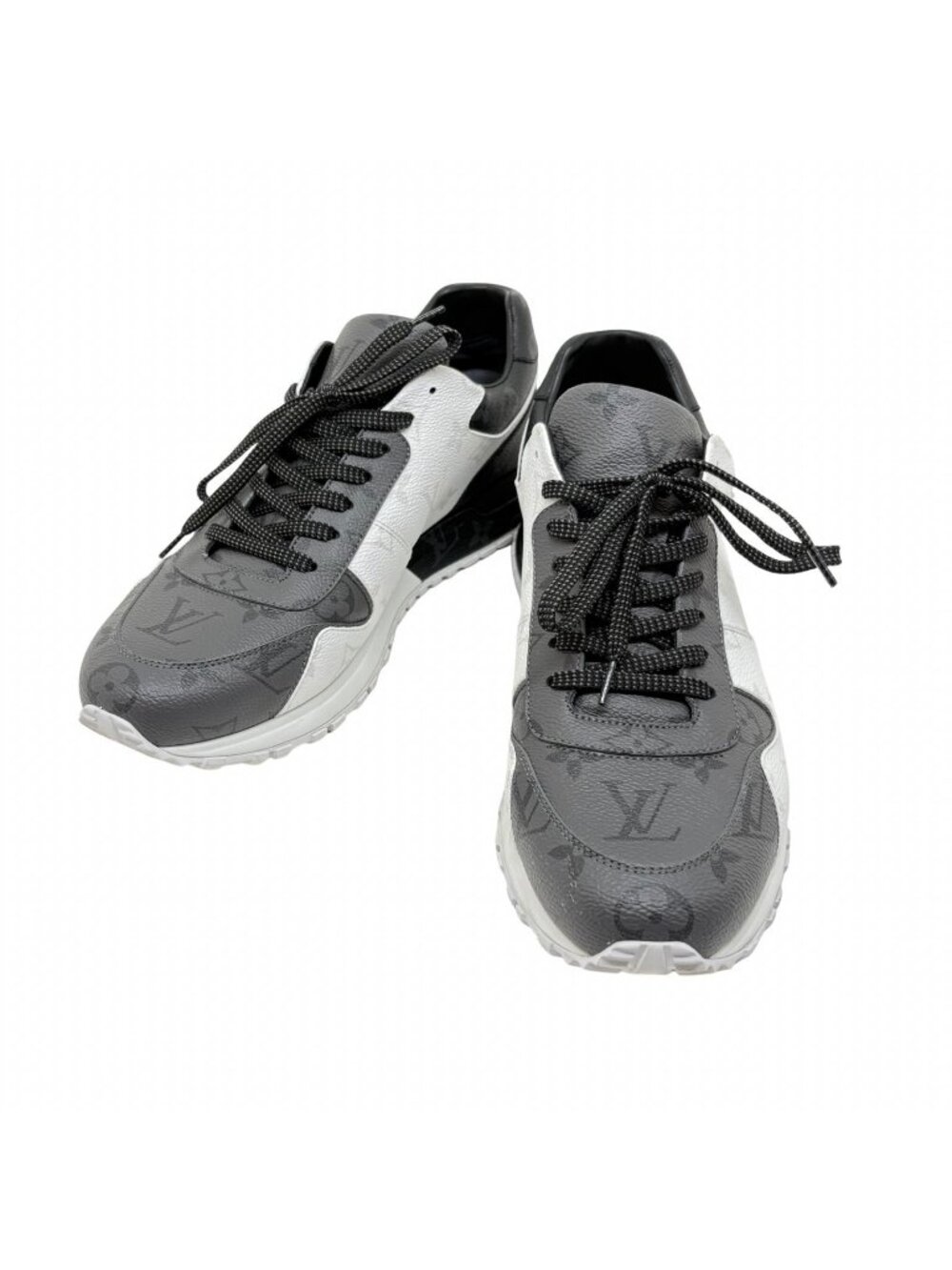 Louis Vuitton Run Away Line Sneakers White Gray Black Monogram 7.5